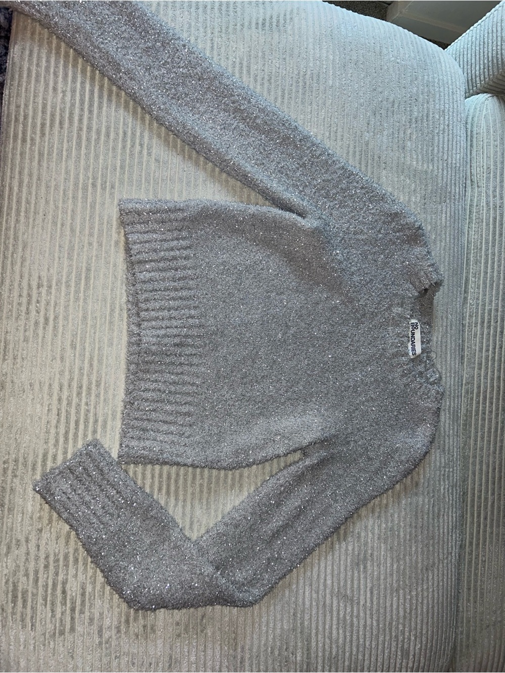 No Boundaries Silver Sparkle Crewneck Sweater
